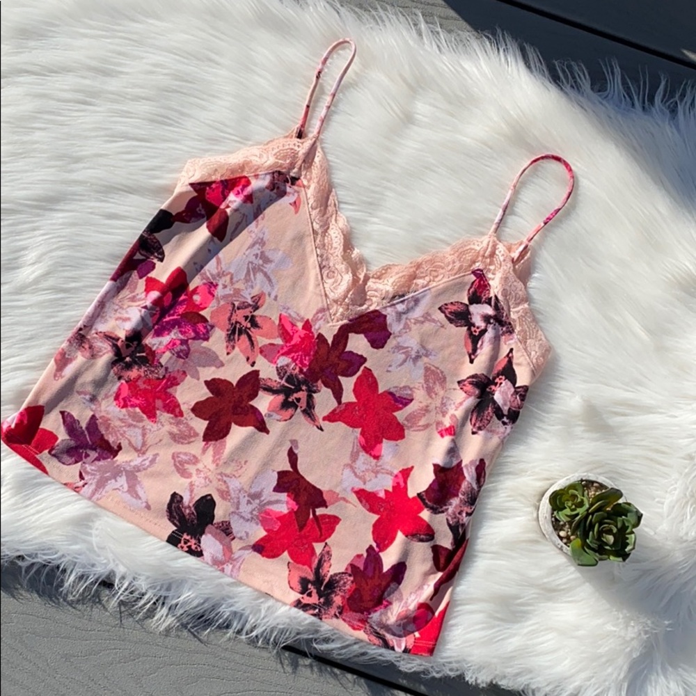 Express lace floral print cami top